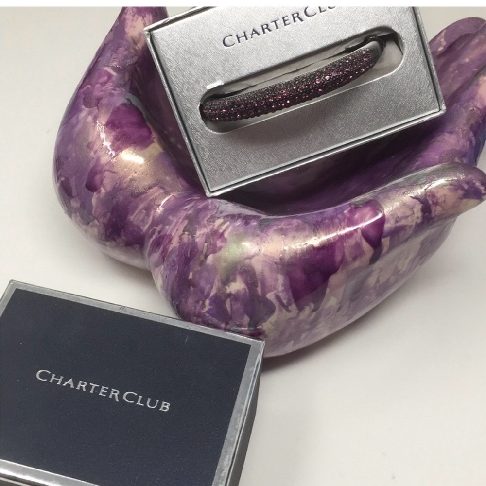 Charter Club Purple Crystal hinge Bangle Bracelet - Picture 6 of 7